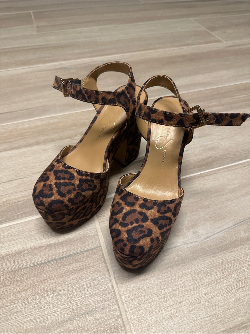 Leopard Print Platform Heels - Brown/Black